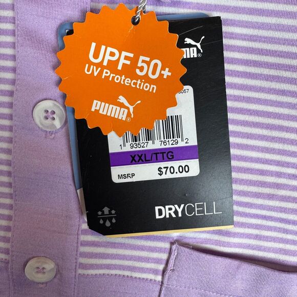 NWT PUMA Mens 2XL Cloudspun Pocket Polo Lupine Heather Purple Golf Shirt UPF 50+ - Picture 8 of 11